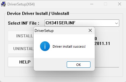 Erfolgreiche Installation des Arduino-Treibers